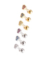 Fashion Golden Blue Mini Love Color Zircon Stainless Steel Stud Earrings