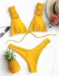 Fashion Yellow Variety Of Solid Color Tube Top Split Swimsuits