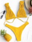 Fashion Yellow Variety Of Solid Color Tube Top Split Swimsuits