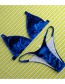 Fashion Blue Leopard Print Split Swimsuit