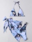 Fashion Blue Marble Pattern Splashed Ink Print Split Swimsuit