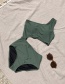 Fashion Armygreen Solid Color Open Back Split Swimsuit