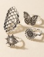 Fashion Ancient Silver Color Butterfly Flower Sun Ring Set
