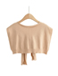 Fashion Beige Solid Color Knotted Knitted Shawl