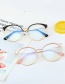 Fashion C2 Pink/anti-blue Light Metal Round Frame Anti-blue Light Flat Glasses