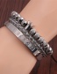 Fashion Grab The Black Stainless Steel Letter Crown Braided Bracelet Set