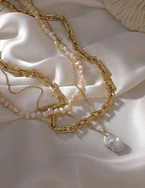 Fashion C Chain Clause Multi-layered Freshwater Pearl Necklace