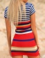 Fashion Red And Blue Bars Black And White Striped Knitted Sun Protection Clothing