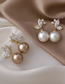 Fashion A White Pearl Micro Inlaid Zircon Butterfly Earrings