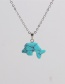 Fashion Blue Dot Semi-precious Stone Carved Dolphin Necklace