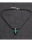 Fashion Cross + Wax Rope Malachite Agate Cross Necklace