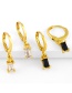 Fashion Black Geometric Rectangular Small Square Diamond Zircon Earrings