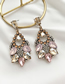 Fashion Champagne Pink Alloy Diamond Geometric Hollow Stud Earrings