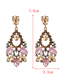 Fashion Champagne Pink Alloy Diamond Geometric Hollow Stud Earrings