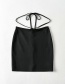Fashion Black Solid Color Cross Skirt