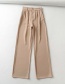 Fashion Beige Solid Color Elastic Waist Trousers
