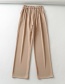 Fashion Khaki Solid Color Elastic Waist Trousers