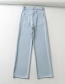 Fashion Blue Solid Color Trousers