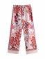 Fashion Red Floral Print Straight-leg Trousers