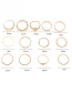 Fashion Golden Geometric Metal Hollow Eye Ring Set