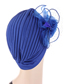 Fashion Navy Mesh Feather Oversized Flower Toe Cap