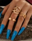 Fashion Gold Color Suit Cross Spiral Geometric Open Ring Set