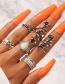 Fashion Ancient Silver Color Flower And Diamond Elephant Ring Set