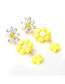 Fashion Yellow Alloy Diamond Acrylic Resin Flower Earrings