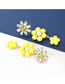 Fashion Yellow Alloy Diamond Acrylic Resin Flower Earrings