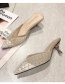 Fashion Gold Color Rhinestone Pointed Toe Baotou High-heel Sandals