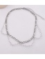 Fashion Silver Crystal Tassel Multilayer Necklace