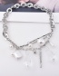 Fashion Silver Crystal Pearl Thick Chain Necklace