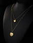 Fashion Golden Peach Heart Double Titanium Steel Necklace
