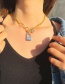 Fashion Gold+silver Stainless Steel Lock Crystal Necklace