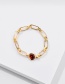 Fashion Golden Copper Inlaid Gemstone Chain Ring