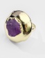 Fashion Golden Real Gold Plating Amethyst Tooth Ring