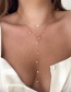 Fashion Golden Pearl Asymmetrical Tassel Necklace