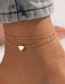 Fashion Silver Alloy Geometric Heart Chain Anklet