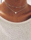 Fashion Silver Copper Peach Heart Multilayer Necklace