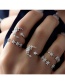 Fashion Silver 5-piece Set Five-piece Diamond Star Moon Ring Set