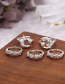 Fashion Silver 5-piece Set Five-piece Diamond Star Moon Ring Set