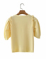 Fashion Yellow Short-sleeved Top With Wood Ears