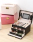Fashion Cherry Blossom Powder Three-layer Pu Leather Double Drawer Jewelry Box