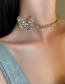 Fashion Silver Diamond-studded Butterfly Short Necklace