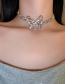 Fashion Silver Diamond-studded Butterfly Short Necklace