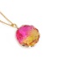 Fashion Golden Stainless Steel O Chain Crystal Colorful Geometric Necklace