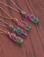 Fashion Golden Copper Box Chain Colorful Hexagonal Column Winding Wire Drawing Necklace