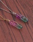 Fashion Steel Color Stainless Steel O Chain Colorful Hexagonal Column Winding Wire Drawing Necklace