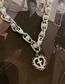 Fashion Silver Love Cross Pearl Hollow Chain Necklace