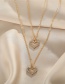 Fashion Gold Color Love Double Necklace With Rhinestones